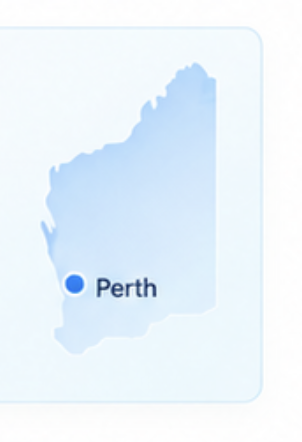 Western Australia map with Perth marked